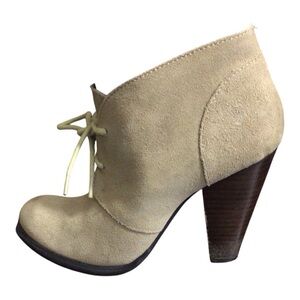 Seychelles Cream Heeled Boots with Lace-Up Detail